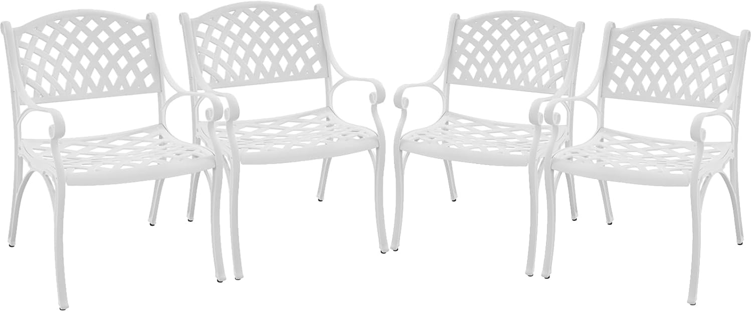 Aluminum Patio Chairs Set of 2, Metal Outdoor Chairs, Patio Dining Chairs with Armrest, All Weather Bistro Chair w/Adjustable Pads for Garden, Bronze