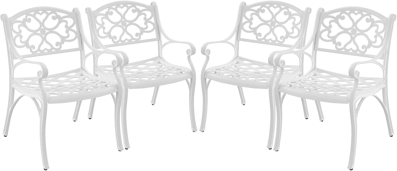 Aluminum Patio Chairs Set of 2, Metal Outdoor Chairs, Patio Dining Chairs with Armrest, All Weather Bistro Chair w/Adjustable Pads for Garden, Bronze
