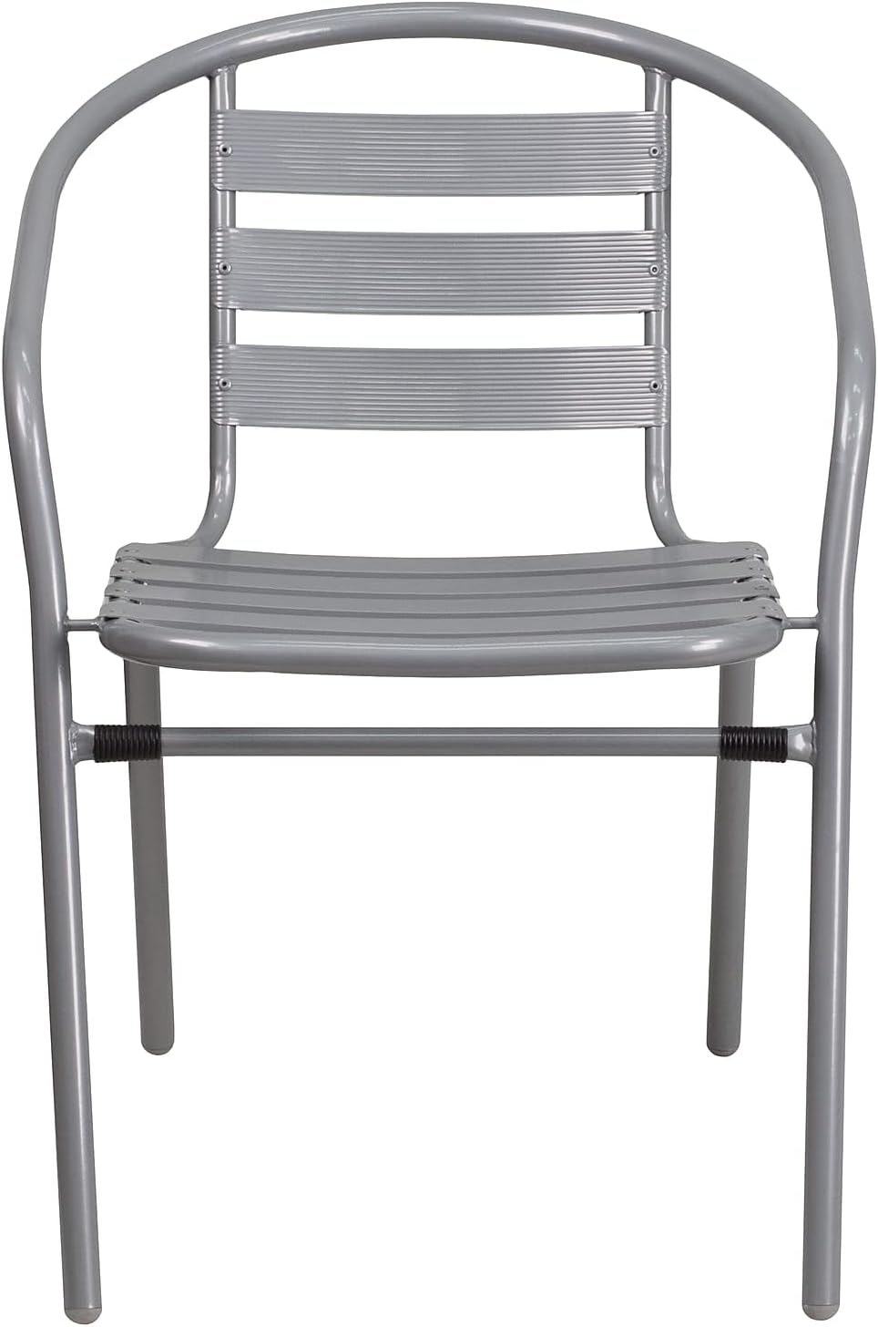 Flash Furniture Lila 4 Pack Silver Metal Restaurant Stack Chair with Aluminum Slats