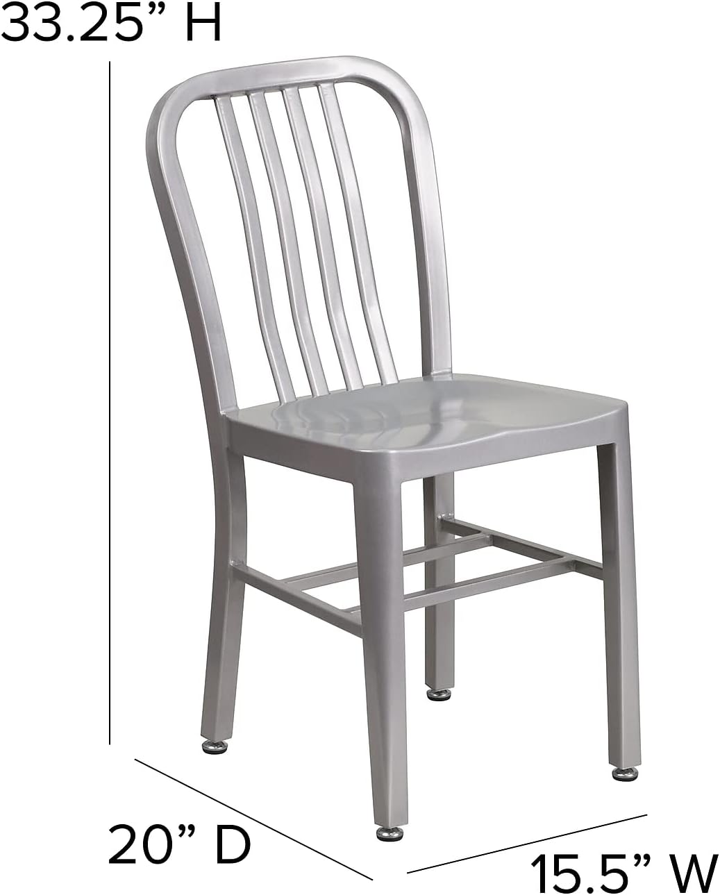 Flash Furniture Commercial Grade Silver Metal Indoor-Outdoor Chair