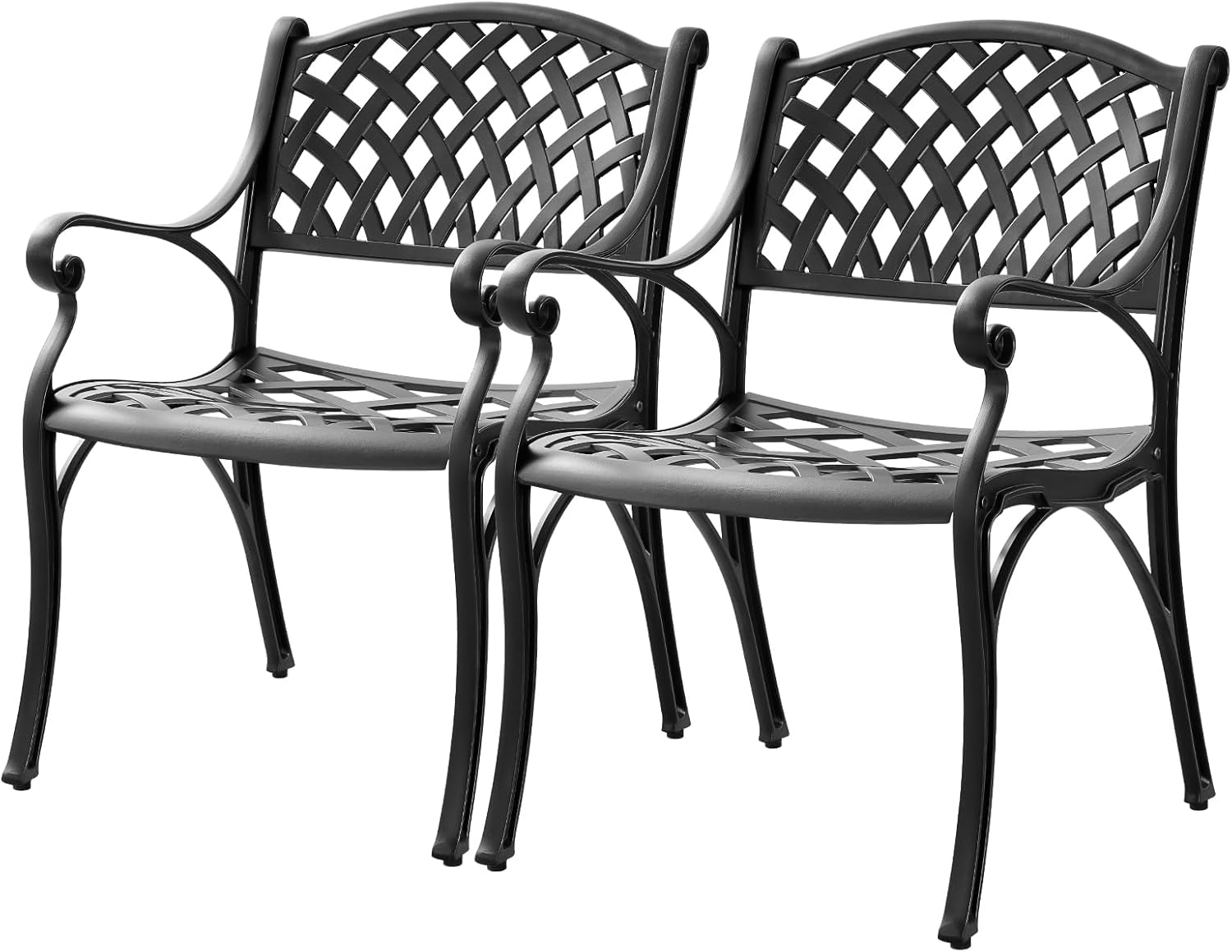 Aluminum Patio Chairs Set of 2, Metal Outdoor Chairs, Patio Dining Chairs with Armrest, All Weather Bistro Chair w/Adjustable Pads for Garden, Bronze