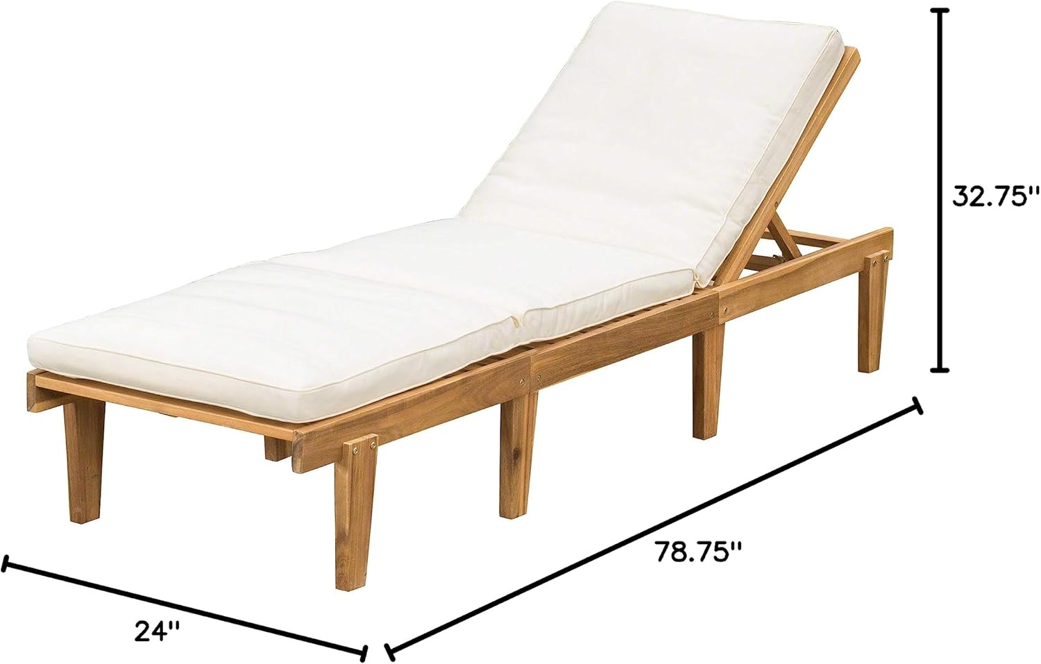 Christopher Knight Home Ariana Acacia Wood Chaise Lounge with Cushion, Teak Finish
