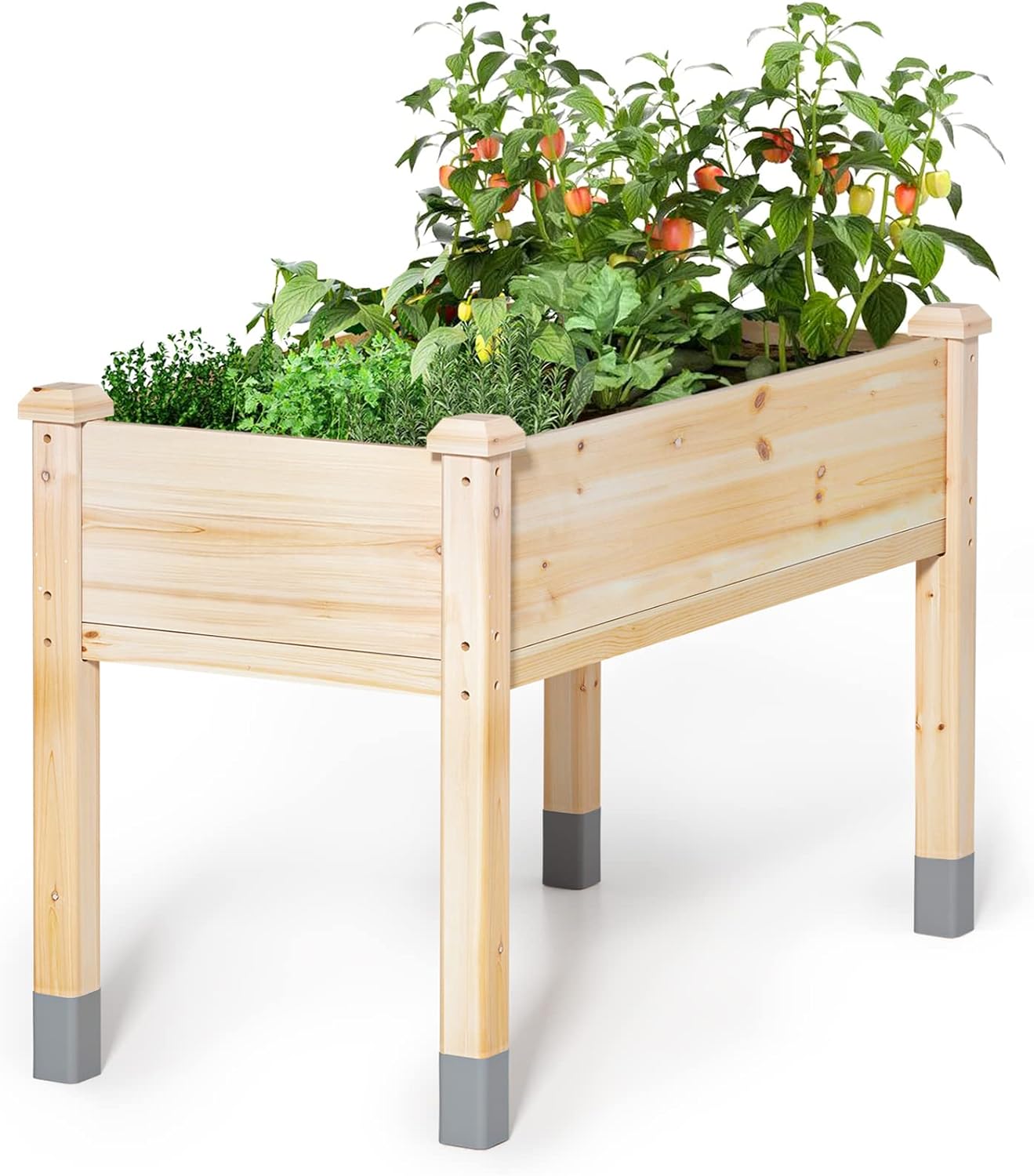 MIXC Wooden Raised Garden Bed with Legs, 48”L X 24”W, Elevated Reinforced Large Planter Box for Vegetable Flower Herb Outdoors - Beam and Column Structure - Unmatched Strength Outlast