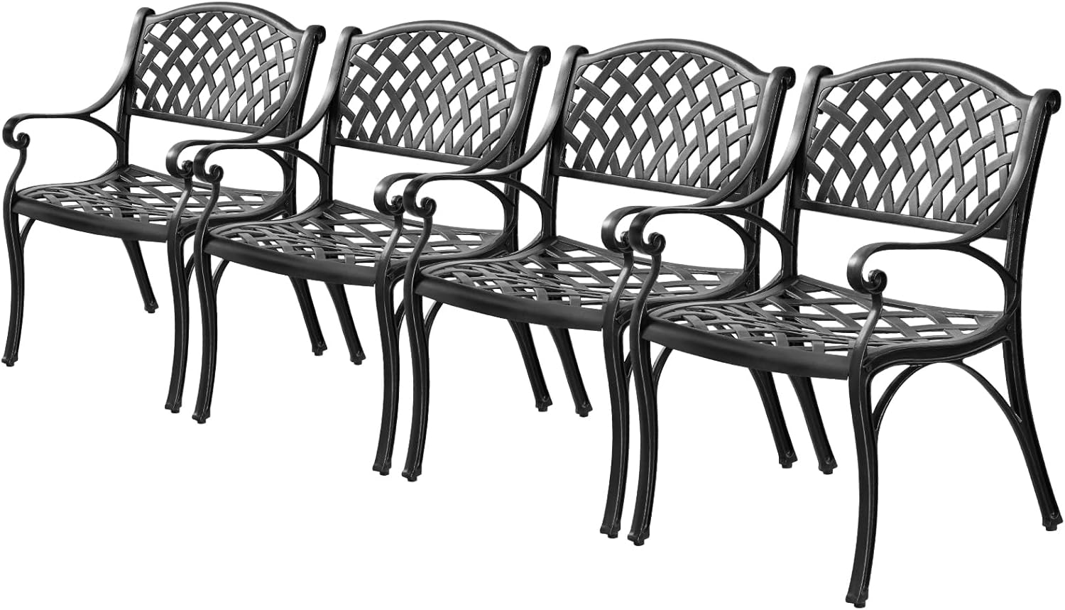 Aluminum Patio Chairs Set of 2, Metal Outdoor Chairs, Patio Dining Chairs with Armrest, All Weather Bistro Chair w/Adjustable Pads for Garden, Bronze