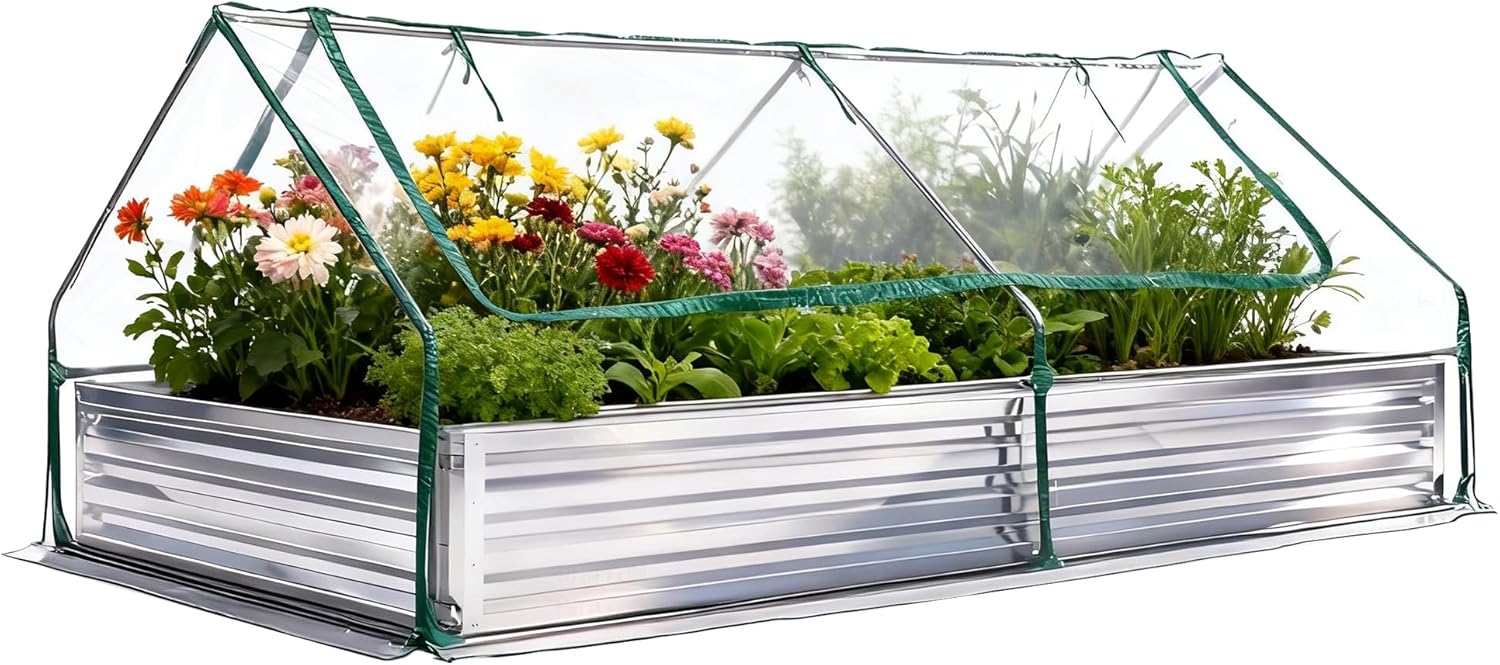 DUMOS Raised Garden Bed with Legs, 48x24x30in Wood Elevated Planter Box w/Bed Liner for Herbs Flowers Vegetables, 300lbs Capacity Outdoor Gardening Planters for Patio Balcony Backyard, Natural Wood