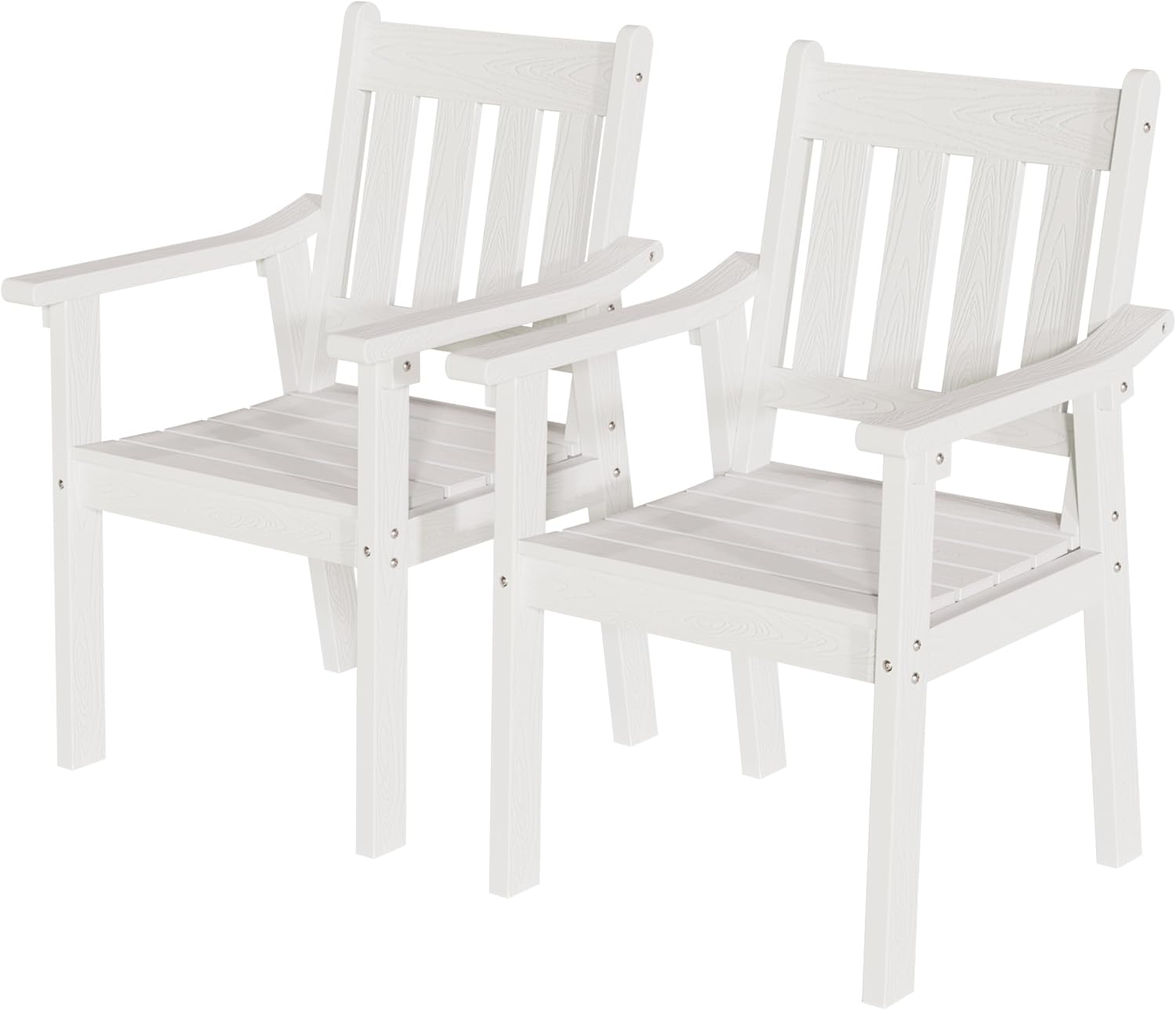 YEFU HIPS Patio Table Set: 7 Piece Outdoor Table and Chairs Dining Furniture Set with Umbrella Hole - Teak Modern Plastic Dining Sets 6 Person for Outside Deck with Metal Aluminum Frame