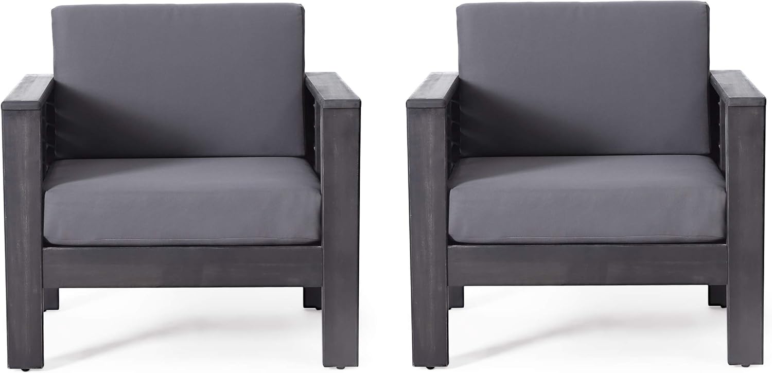 Christopher Knight Home Louver Club Chairs, Teak + Cream