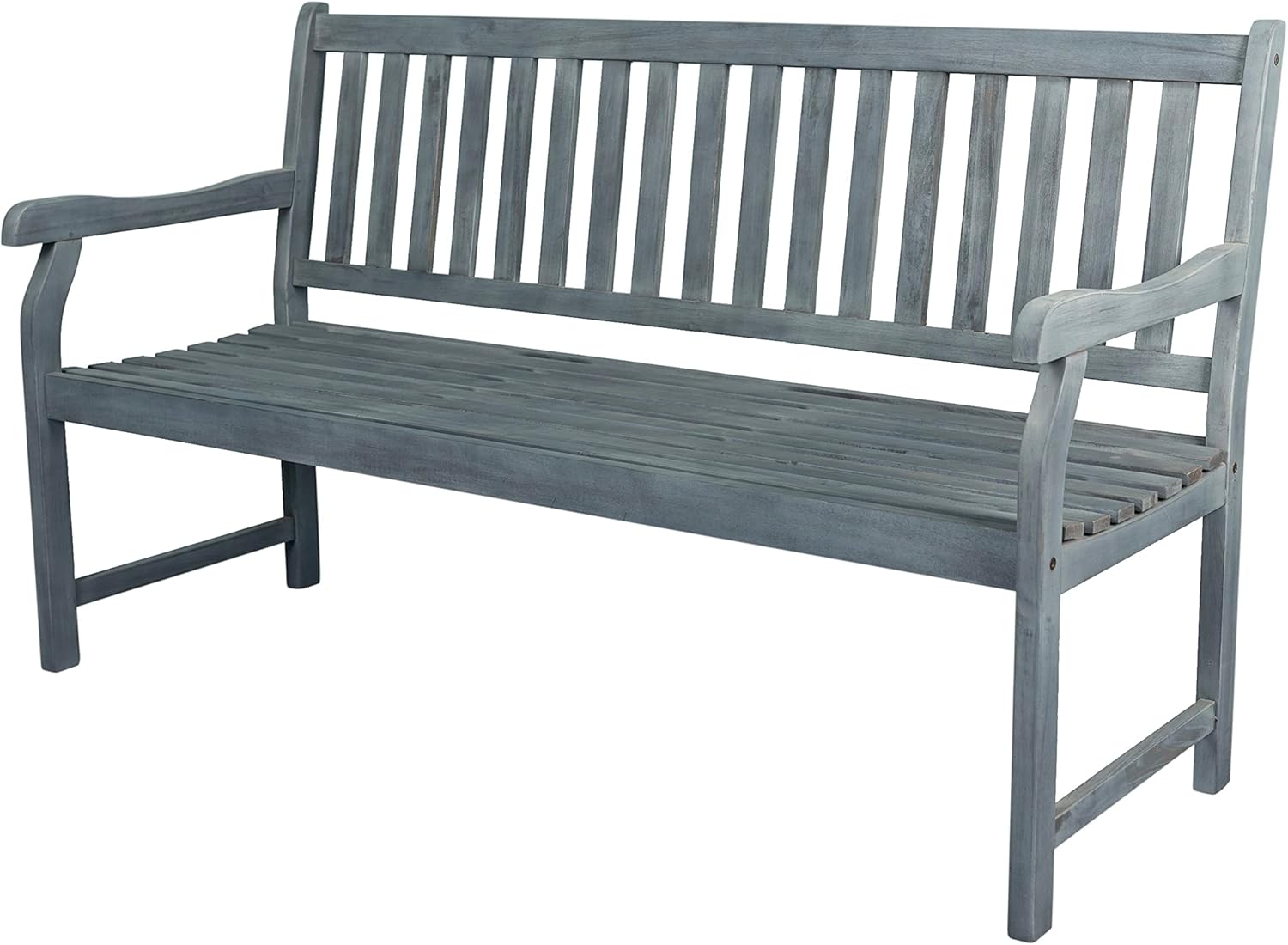 JONATHAN Y BNH101A Laurel 59.1" 3-Seat Slat-Back 600-Lbs Support Acacia Wood Outdoor Garden Patio Bench for Garden, Lawn, Backyard, Pool, Deck, Beach, Firepit, Teak