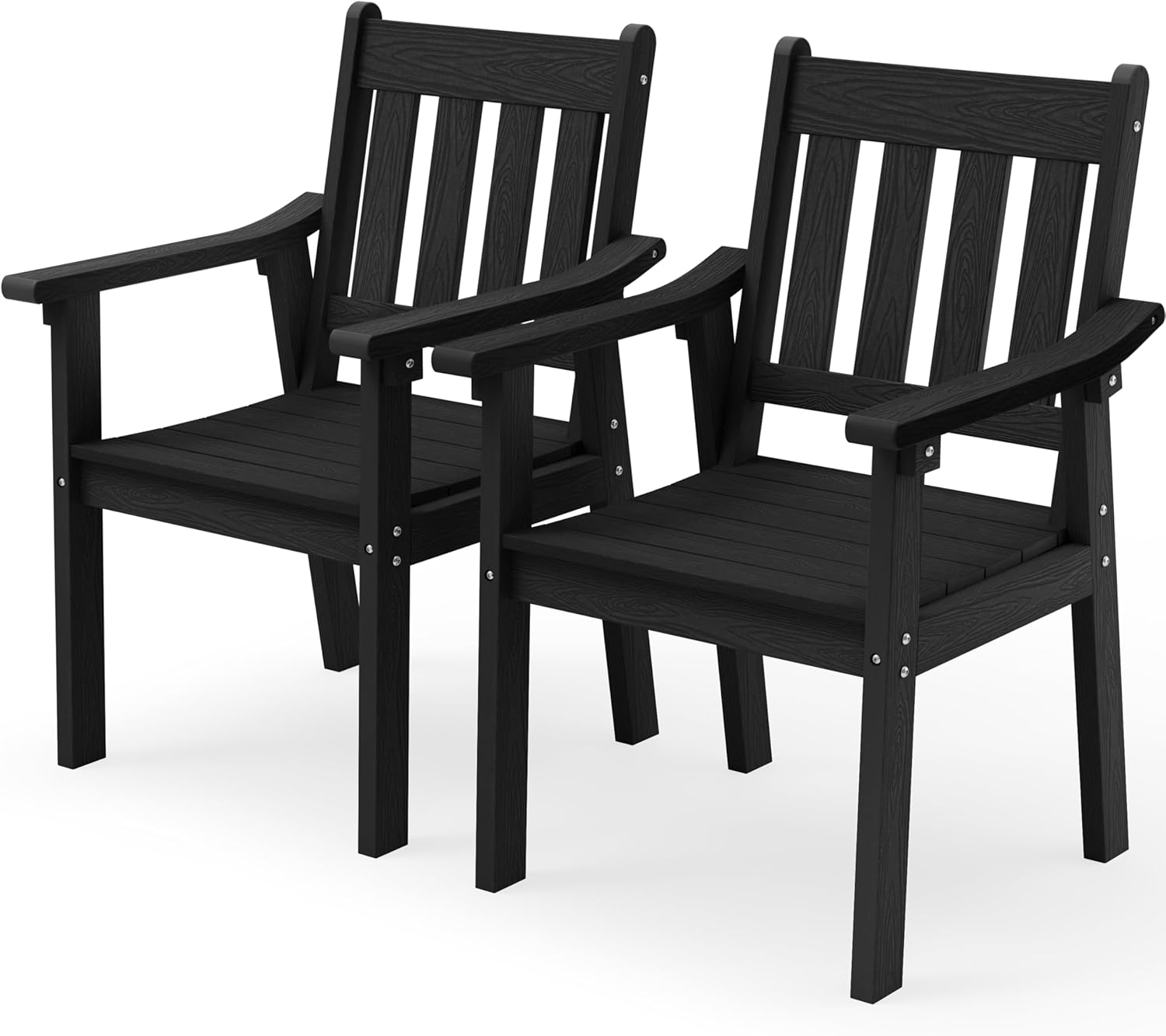 YEFU HIPS Patio Table Set: 7 Piece Outdoor Table and Chairs Dining Furniture Set with Umbrella Hole - Teak Modern Plastic Dining Sets 6 Person for Outside Deck with Metal Aluminum Frame