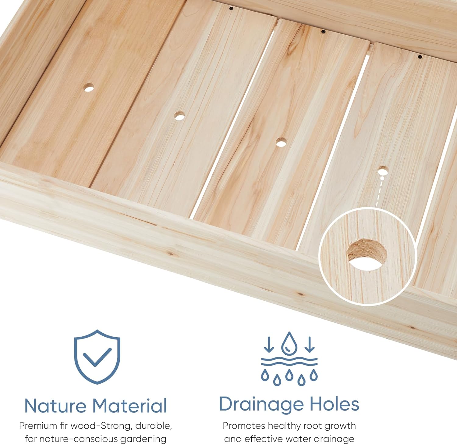 DUMOS Raised Garden Bed with Legs, 48x24x30in Wood Elevated Planter Box w/Bed Liner for Herbs Flowers Vegetables, 300lbs Capacity Outdoor Gardening Planters for Patio Balcony Backyard, Natural Wood