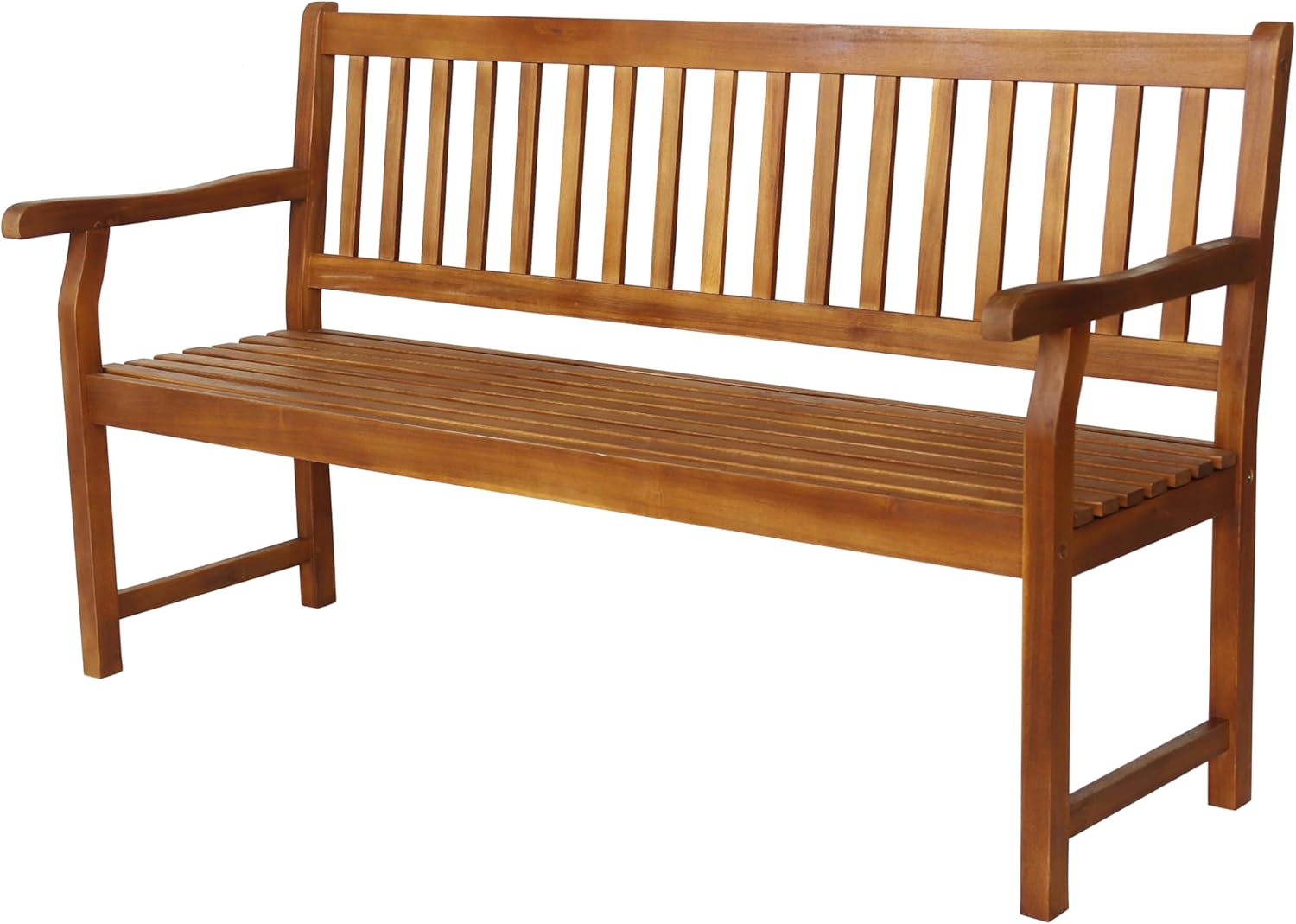 JONATHAN Y BNH101A Laurel 59.1" 3-Seat Slat-Back 600-Lbs Support Acacia Wood Outdoor Garden Patio Bench for Garden, Lawn, Backyard, Pool, Deck, Beach, Firepit, Teak