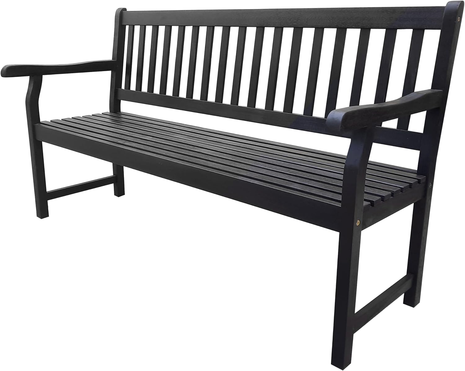 JONATHAN Y BNH101A Laurel 59.1" 3-Seat Slat-Back 600-Lbs Support Acacia Wood Outdoor Garden Patio Bench for Garden, Lawn, Backyard, Pool, Deck, Beach, Firepit, Teak