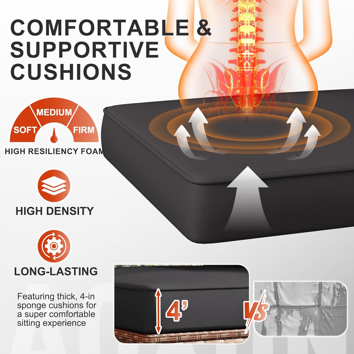 Aoxun Patio Furniture Sets, 7-Piece Outdoor Patio Furniture with Thick Cushions, Wicker Outdoor Conversation Set Sectional Sofa for Backyard, Poolside, Garden