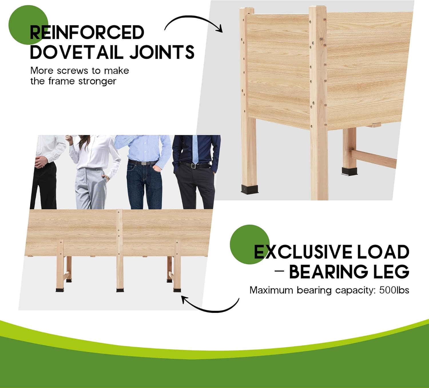 AMERLIFE 8x2 Ft Raised Garden Bed, 16 Inch Depth Featuring Legs, Drainage Holes, Ideal for Deep Rooted Vegetables, Flowers, Herbs, Elevated Wood Planter Box for Balcony, Patio, Backyard, Easy Assembly