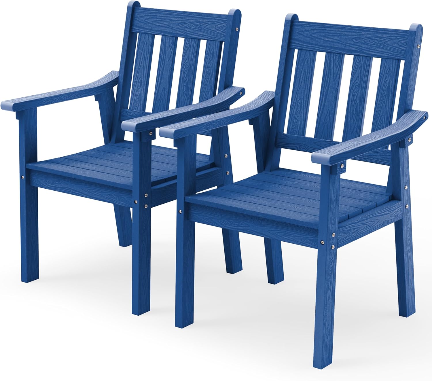 YEFU HIPS Patio Table Set: 7 Piece Outdoor Table and Chairs Dining Furniture Set with Umbrella Hole - Teak Modern Plastic Dining Sets 6 Person for Outside Deck with Metal Aluminum Frame