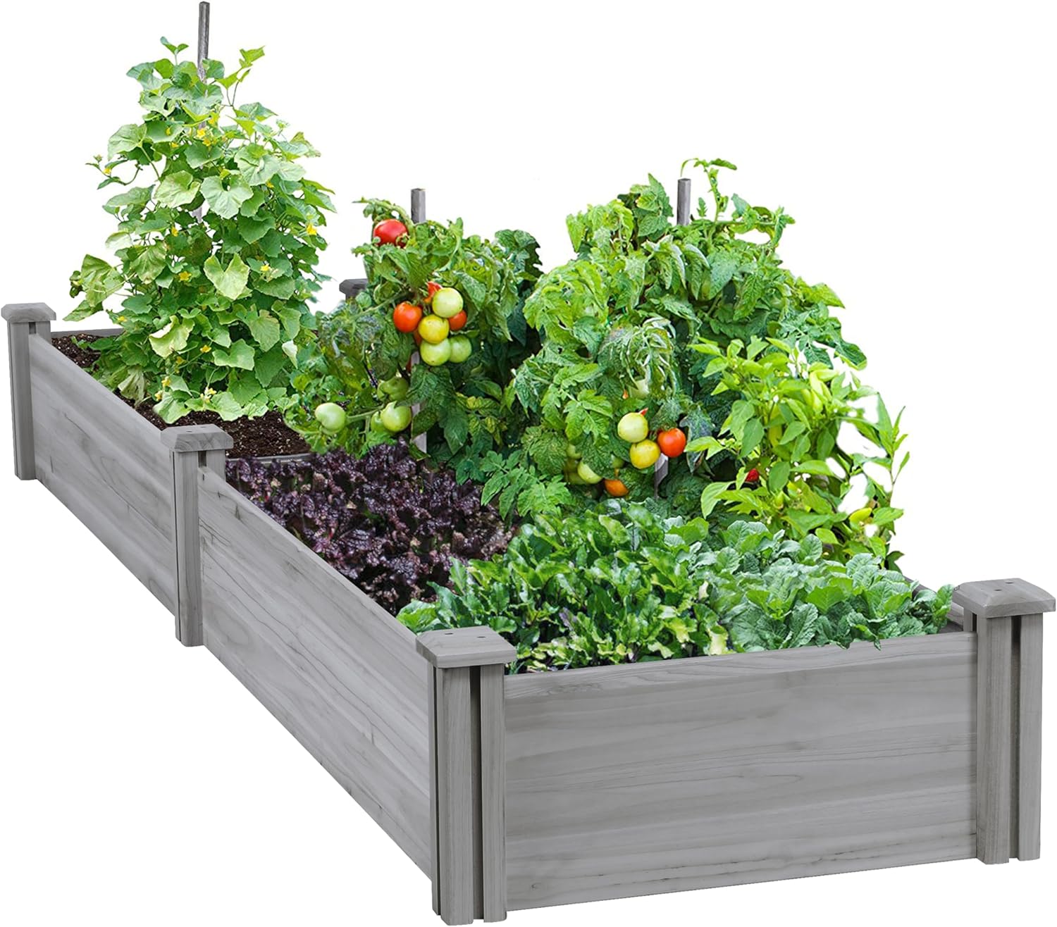 Yaheetech 8x2ft Wooden Horticulture Raised Garden Bed Divisible Elevated Planting Planter Box for Flowers/Vegetables in Backyard/Patio Outdoor, Dark Brown, 95 x 25 x 11in