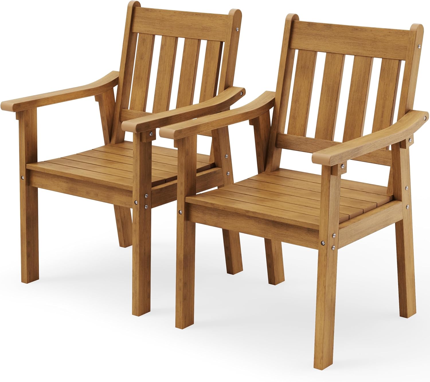 YEFU HIPS Patio Table Set: 7 Piece Outdoor Table and Chairs Dining Furniture Set with Umbrella Hole - Teak Modern Plastic Dining Sets 6 Person for Outside Deck with Metal Aluminum Frame