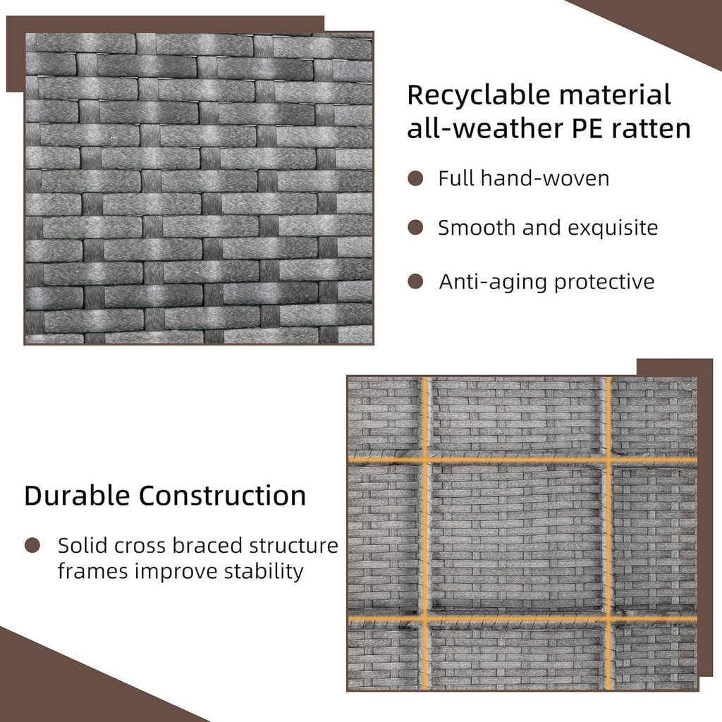 4 Piece Patio Ratten Set Outdoor Furniture Set Wicker Conversation Set with Cushions and Tempered Glass Tabletop,Blue