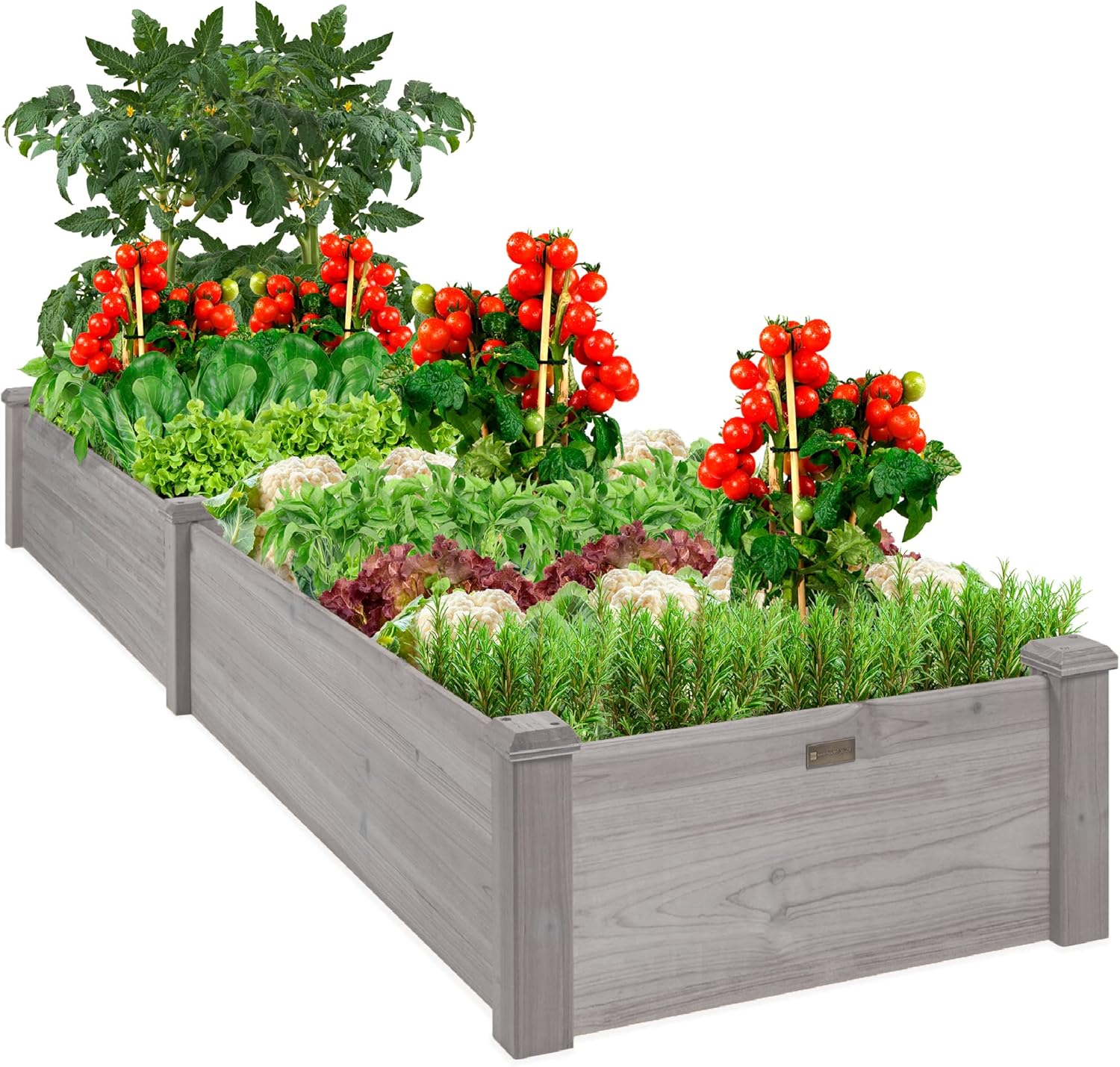 Best Choice Products 8x2ft Outdoor Wooden Raised Garden Bed Planter for Vegetables, Grass, Lawn, Yard - Natural