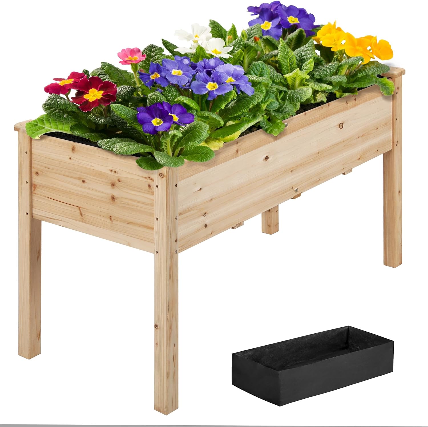 Yaheetech 1pc Raised Garden Bed 48x24x30in Elevated Wooden Horticulture Planter Box with Legs Standing Growing Bed for Gardening/Backyard/Patio/Balcony