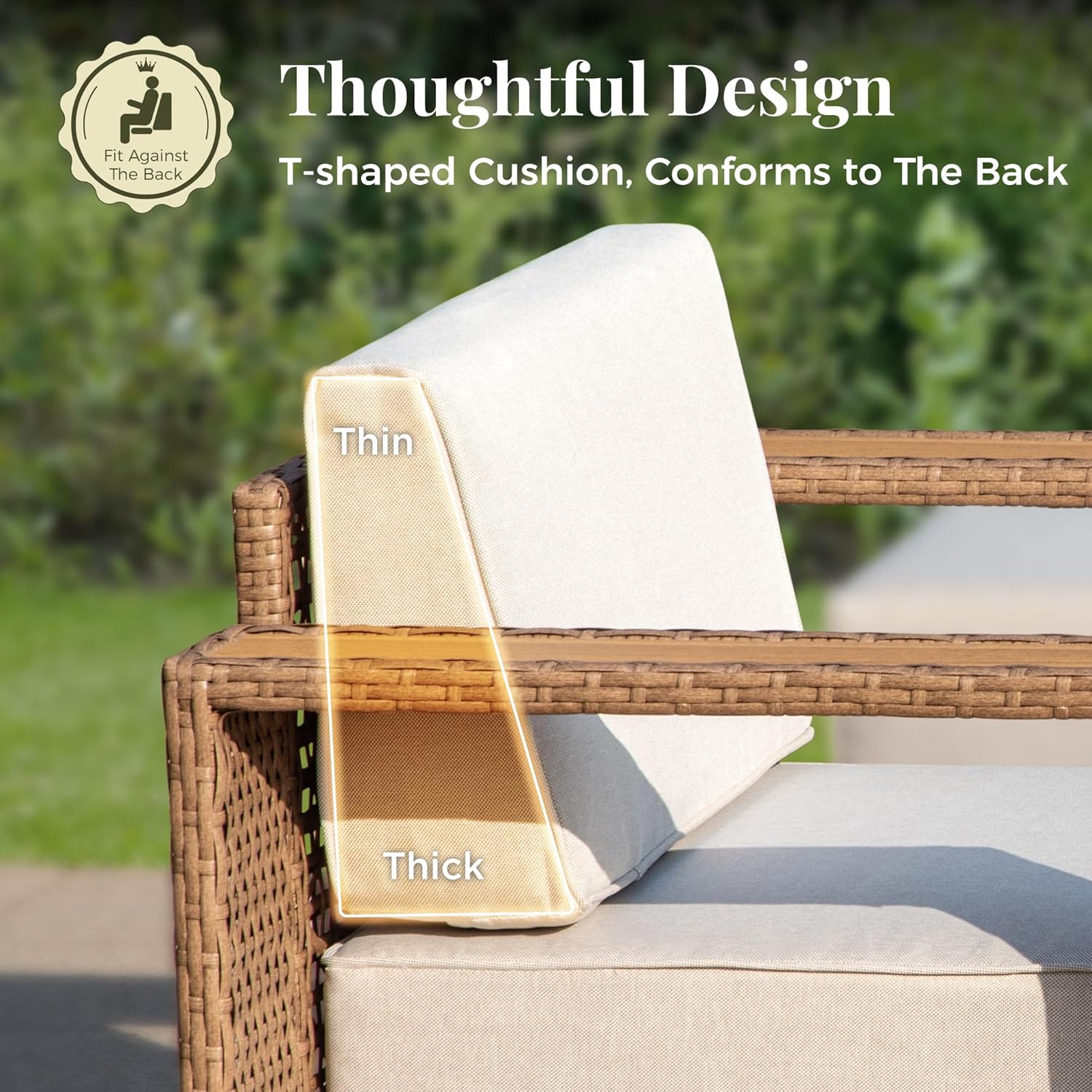 Outdoor Patio Furniture Set, 6 Piece Outdoor Rattan Wicker Sofa Couch Set, Sectional Outdoor Conversation Sets with 10" Extra Thick Cushions for Deck Backyard Lawn