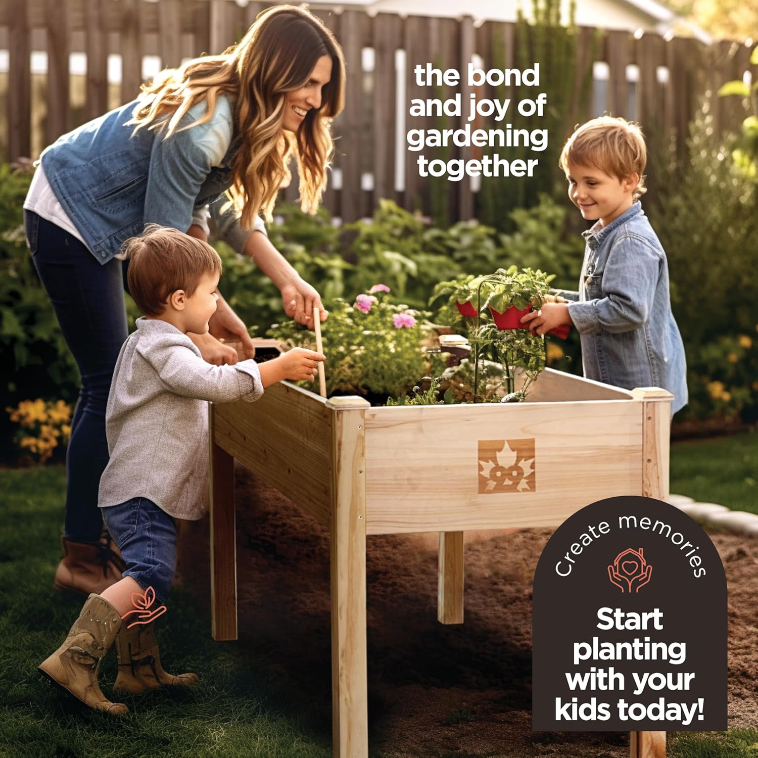 Raised Garden Bed with Legs 48x24x30 - Natural Cedar Wood Elevated Planter Box with Bed Liner for Flowers, Veggies, Herbs - 200lb Capacity