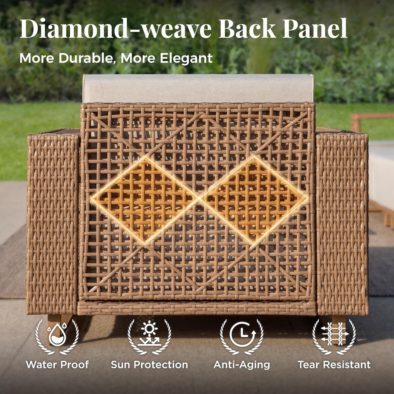 Outdoor Patio Furniture Set, 6 Piece Outdoor Rattan Wicker Sofa Couch Set, Sectional Outdoor Conversation Sets with 10" Extra Thick Cushions for Deck Backyard Lawn