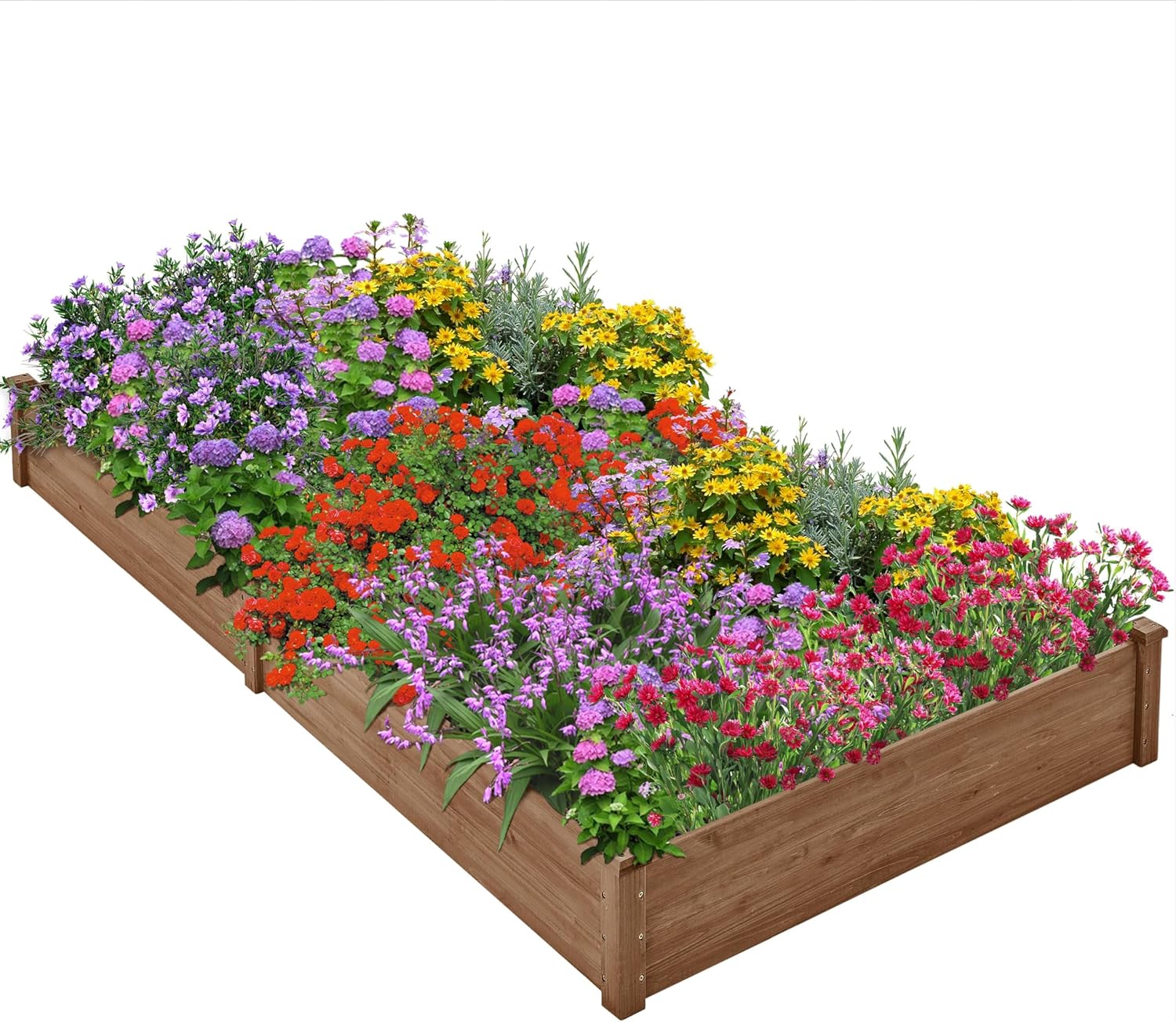 Yaheetech 8x2ft Wooden Horticulture Raised Garden Bed Divisible Elevated Planting Planter Box for Flowers/Vegetables in Backyard/Patio Outdoor, Dark Brown, 95 x 25 x 11in